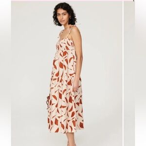 Astr Cream and Brown Midi Dress